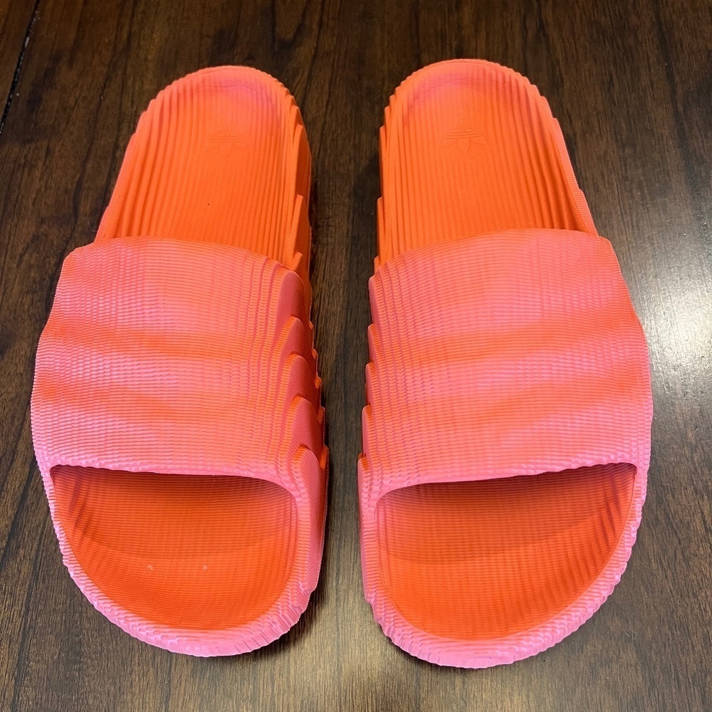 Adidas Adilette Orange 22 Slides, Slip Ons, Womens Size 10, Mens Size 9
